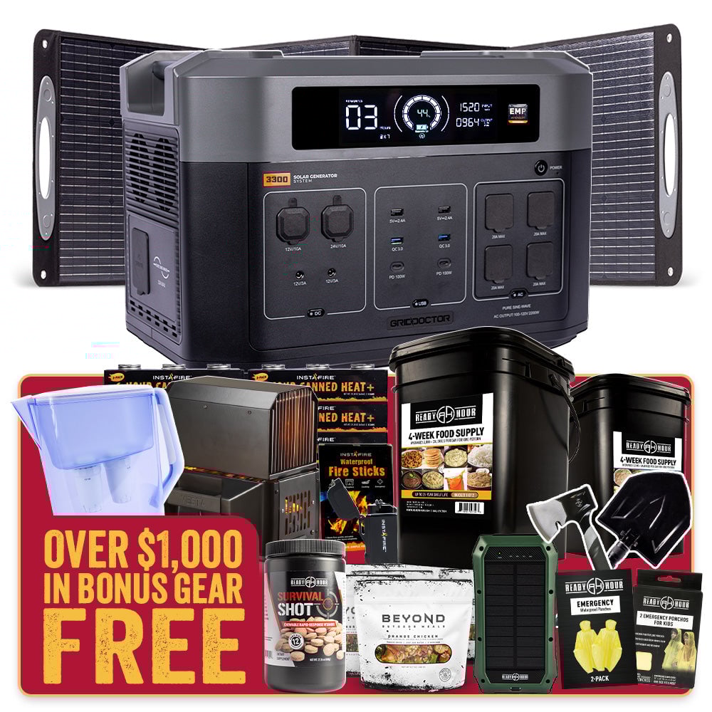 Christmas in July Bundle - Grid Doctor 3300 Solar Generator System + Over $1000 in Free Gifts