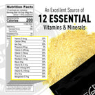 Nutrition label with vitamins and minerals information