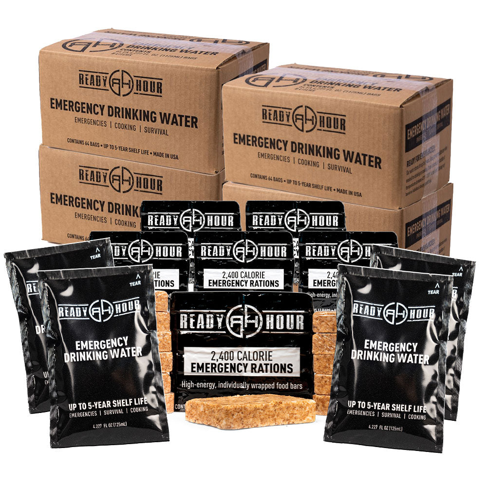 Water Ration Box 84 Emergency Ration Bars + 256 Water Pouches Bundle - My Patriot Supply ...