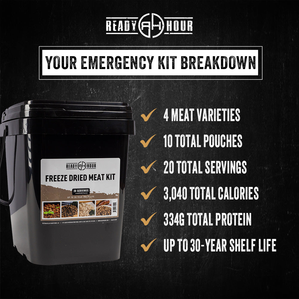 Ready Hour Freeze Dried Meat Kit (10 pouches, 20 servings)