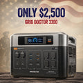 3300 Solar Generator System w/ EMP Intercept Technology + FREE Waterproof 200W Solar Panel by Grid Doctor