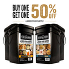 4 buckets included in this deal, equivalent to two 4-Week Emergency Food Supply kits