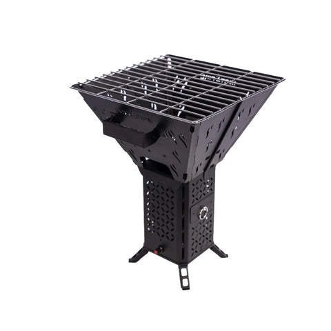Image of The Chimney Grill grate attachment sitting on top of the Inferno Pro stove.