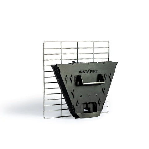 Image of The Chimney Grill grate folded up and disassembled from the Inferno Pro.