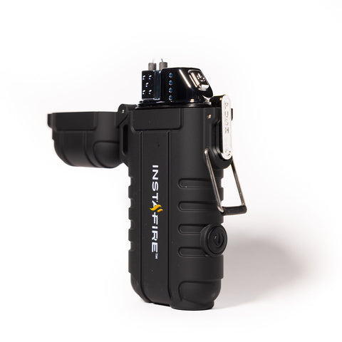 Image of pocket plasma lighter by instafire opened on a white background