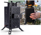 InstaFire Inferno Pro Stove folded and in use outdoors — adjustable airflow control for variable heat