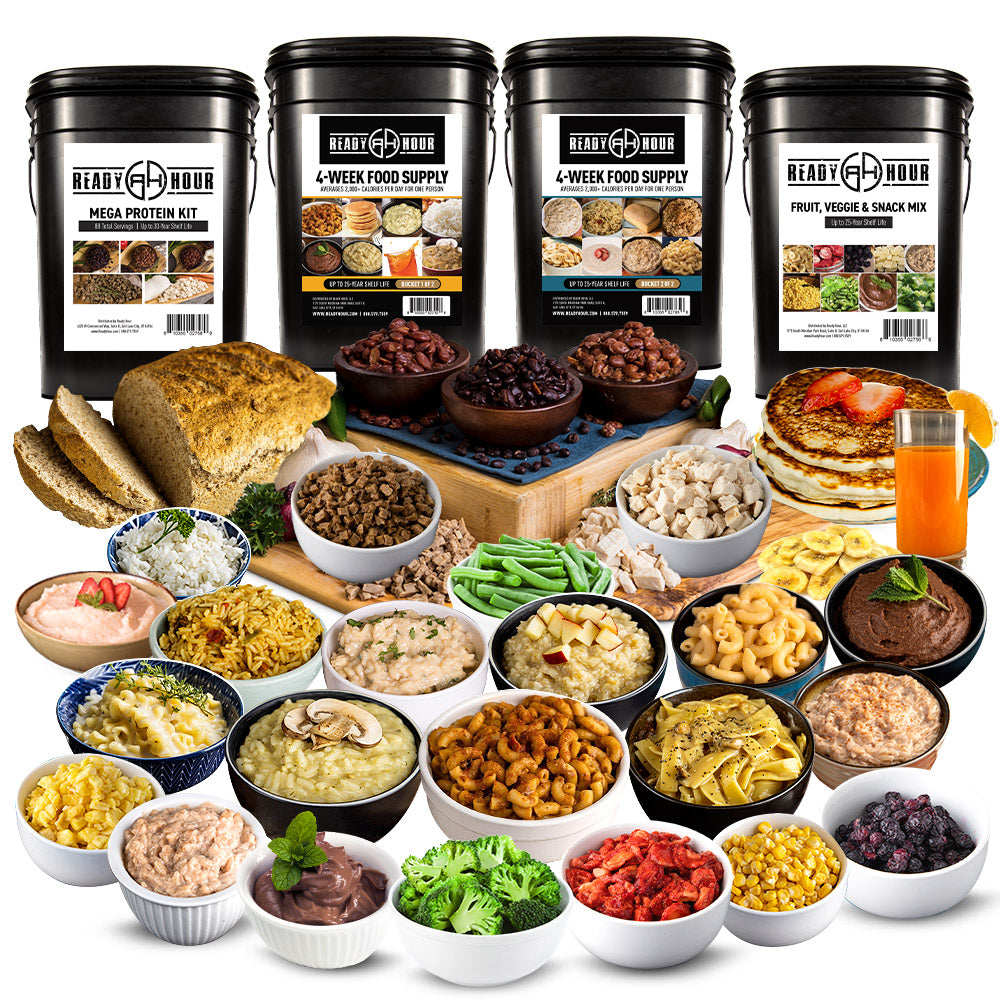 MEGA 4-Week Emergency Food & Protein Supply (2,500+ calories/day, 27 different food varieties)