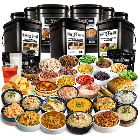 Image of MEGA 3-Month Emergency Food & Protein Supply (2,500+ calories/day, 33 different food pouch varieties)