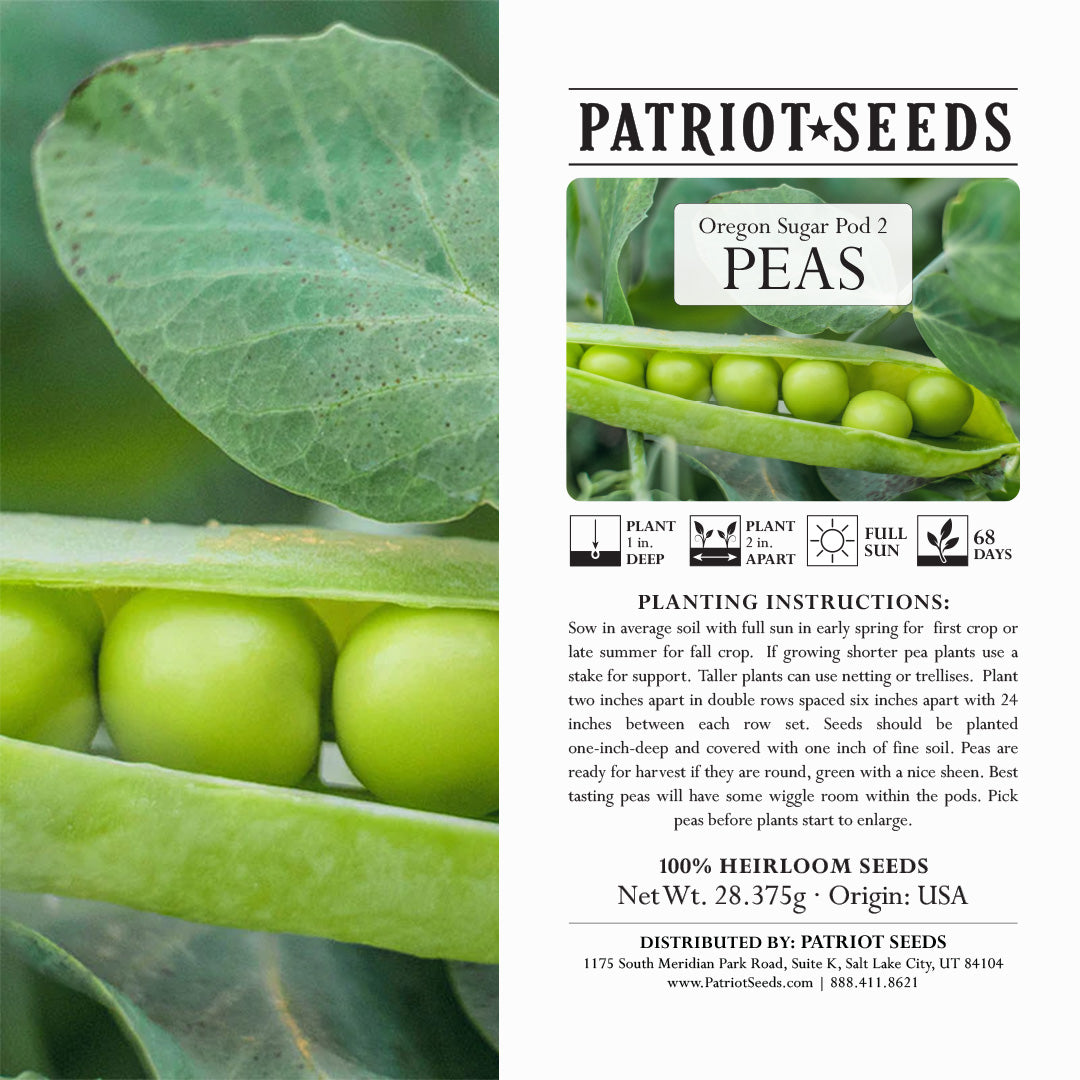 Sugar Pod #2 Pea Seeds (28.375g)- Heirloom, Non-GMO - My Patriot Supply