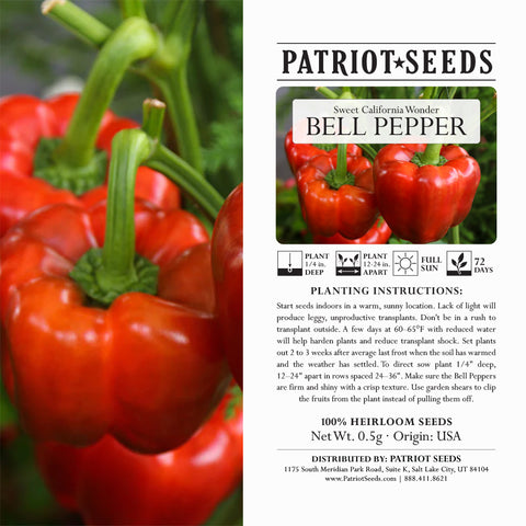 Image of Heirloom California Wonder Bell Pepper Seeds (.5g) by Patriot Seeds