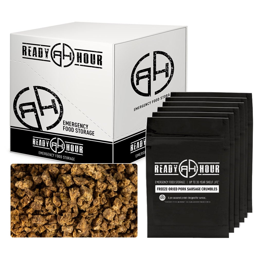 Freeze-Dried Pork Sausage Crumbles Case Pack (12 servings, 6 pack)