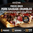 Pizza with freeze-dried pork sausage crumbles on top