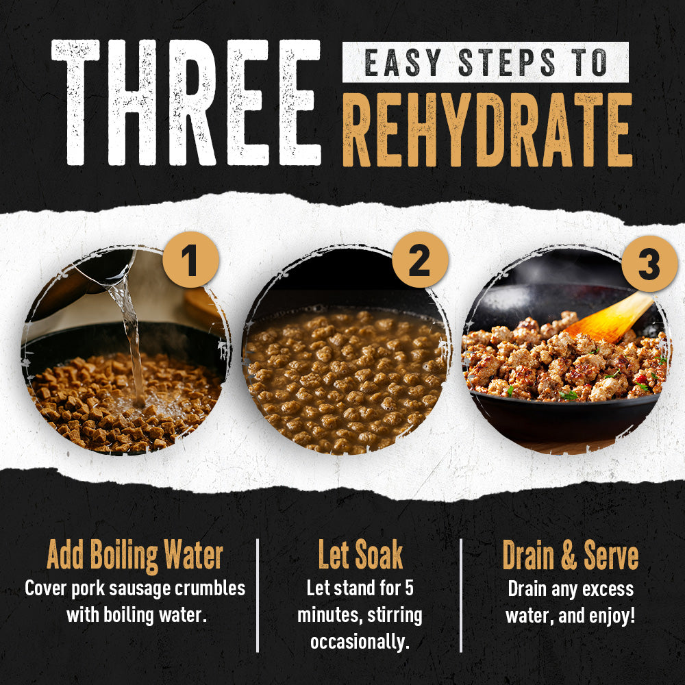 Three easy steps to rehydrate pork with water