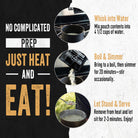 Instructions for preparing soup by adding water