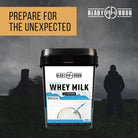 Emergency storage bucket of white whey milk