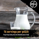 Glass pitcher and glass filled with white milk