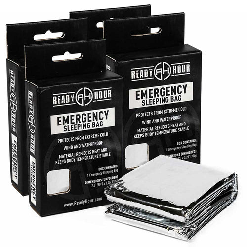 4 Pack Emergency Sleeping Bag by Ready Hour Bundle