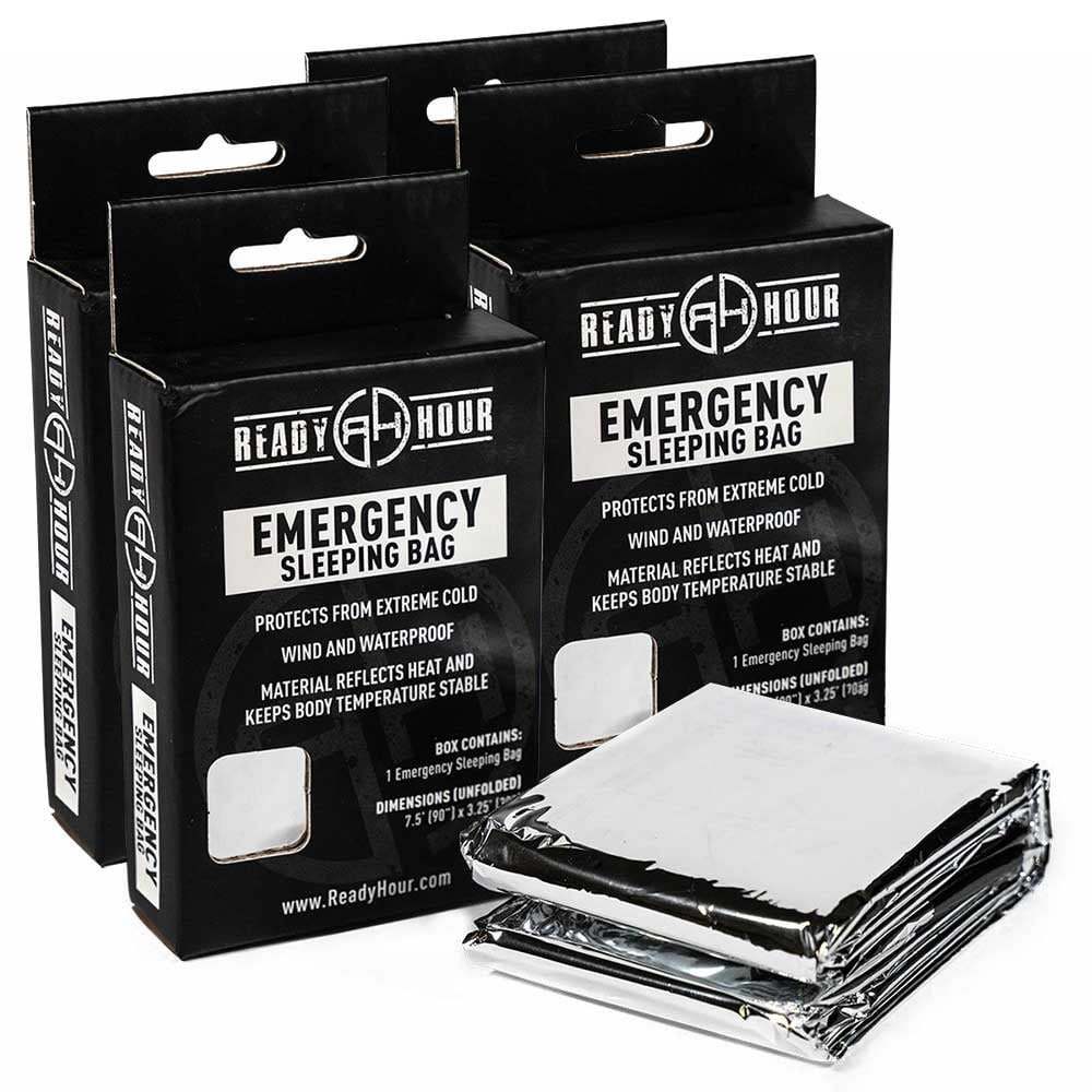 4 Pack Emergency Sleeping Bag by Ready Hour Bundle