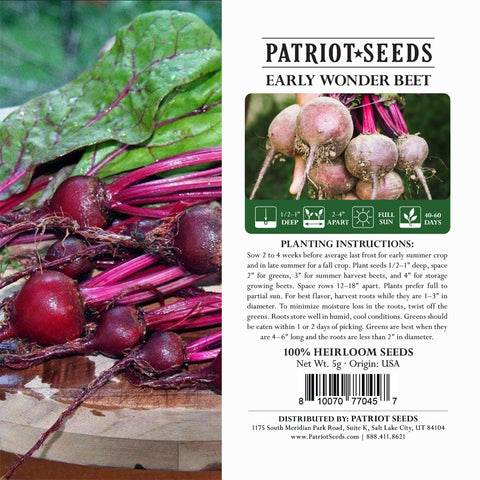 Image of early wonder beets package label