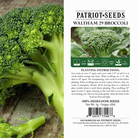 Image of waltham 29 broccoli package label