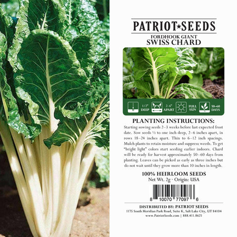 Image of heirloom fordhook giant swiss chard packaging label