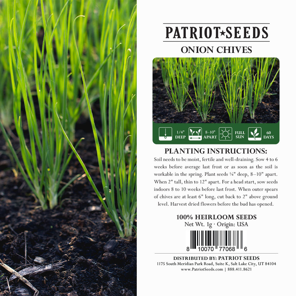 heirloom onion chives product label