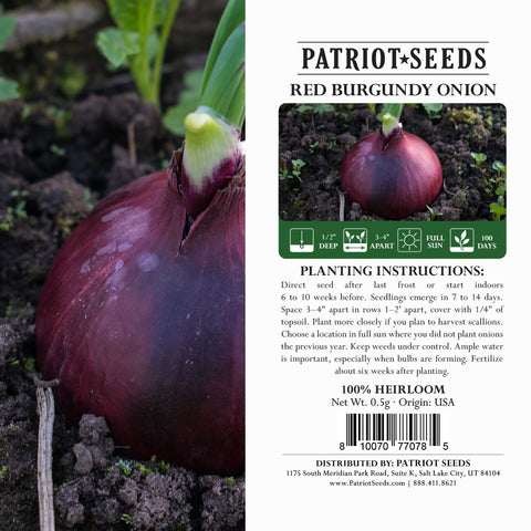 Image of heirloom red burgundy onion label
