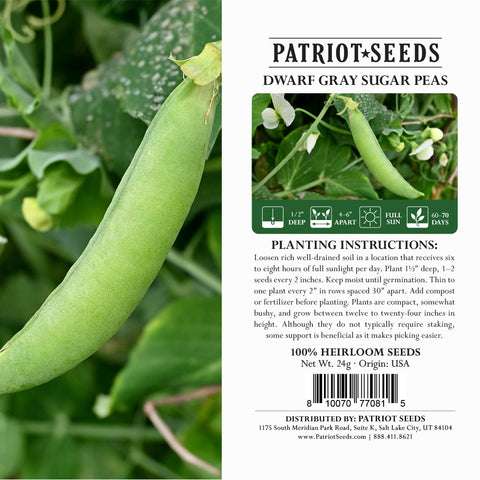 Image of heirloom dwarf gray sugar peas product label