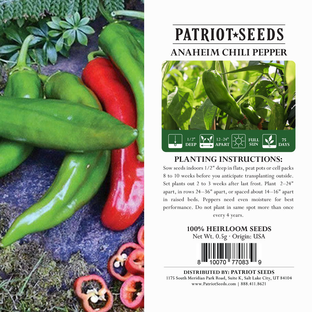 Pepper: - Anaheim (.5g) | Heirloom, Non-GMO Seeds - My Patriot Supply