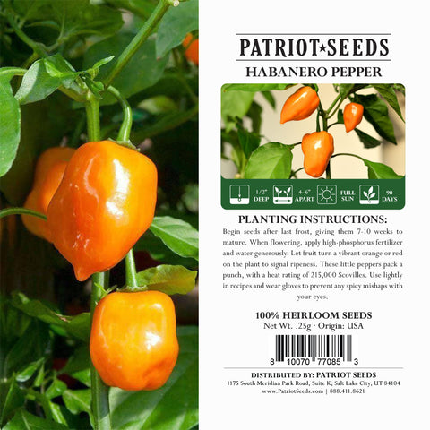 Image of heirloom habanero pepper packaging label