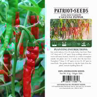 Thumbnail for heirloom long red narrow cayenne pepper package label