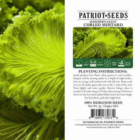 Image of heirloom souther giant curled mustard product label