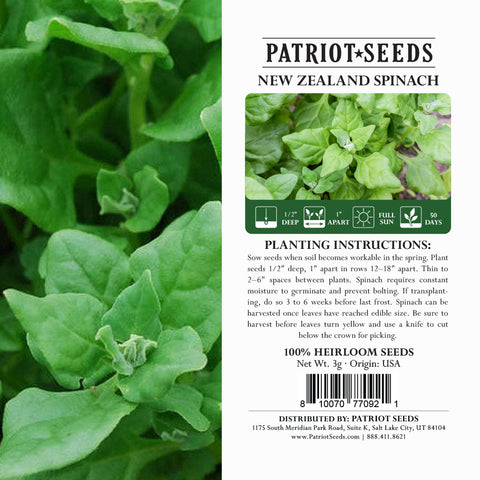heirloom new zealand spinach package label