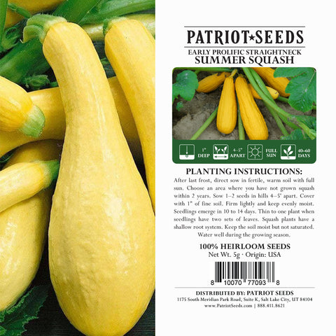 Image of heirloom early prolific straightneck summer squash packaging label