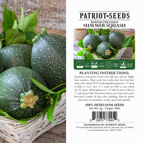 Image of heirloom round zucchini summer squash pouch