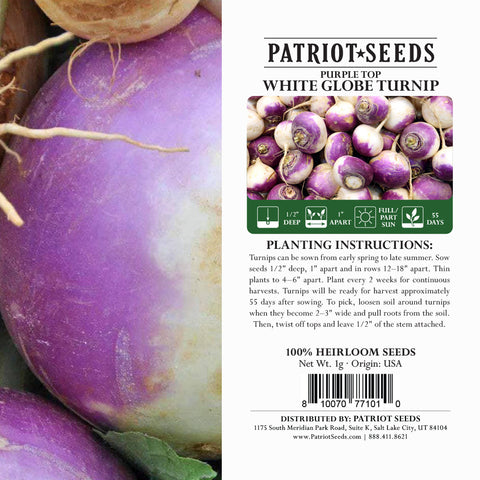 heirloom purple top white globe turnip packaging label