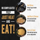 Instructions for preparing a meal with Ready Hour rice