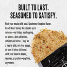 Up close image of rice with benefits in text