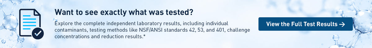 A blue and white banner with text reading 'Want to see exactly what was tested?' and a checklist icon, plus a 'View the Full Test Results' button on the right.