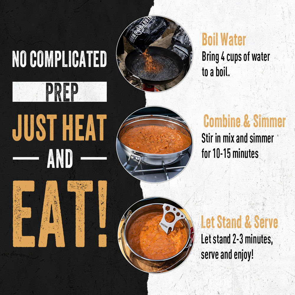 Instructions for preparing tomato soup with water