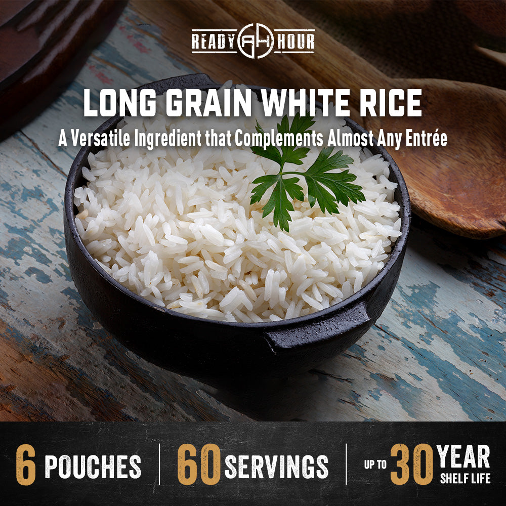 Bowl of long grain white rice