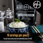 Bowl of rice with a package of rice