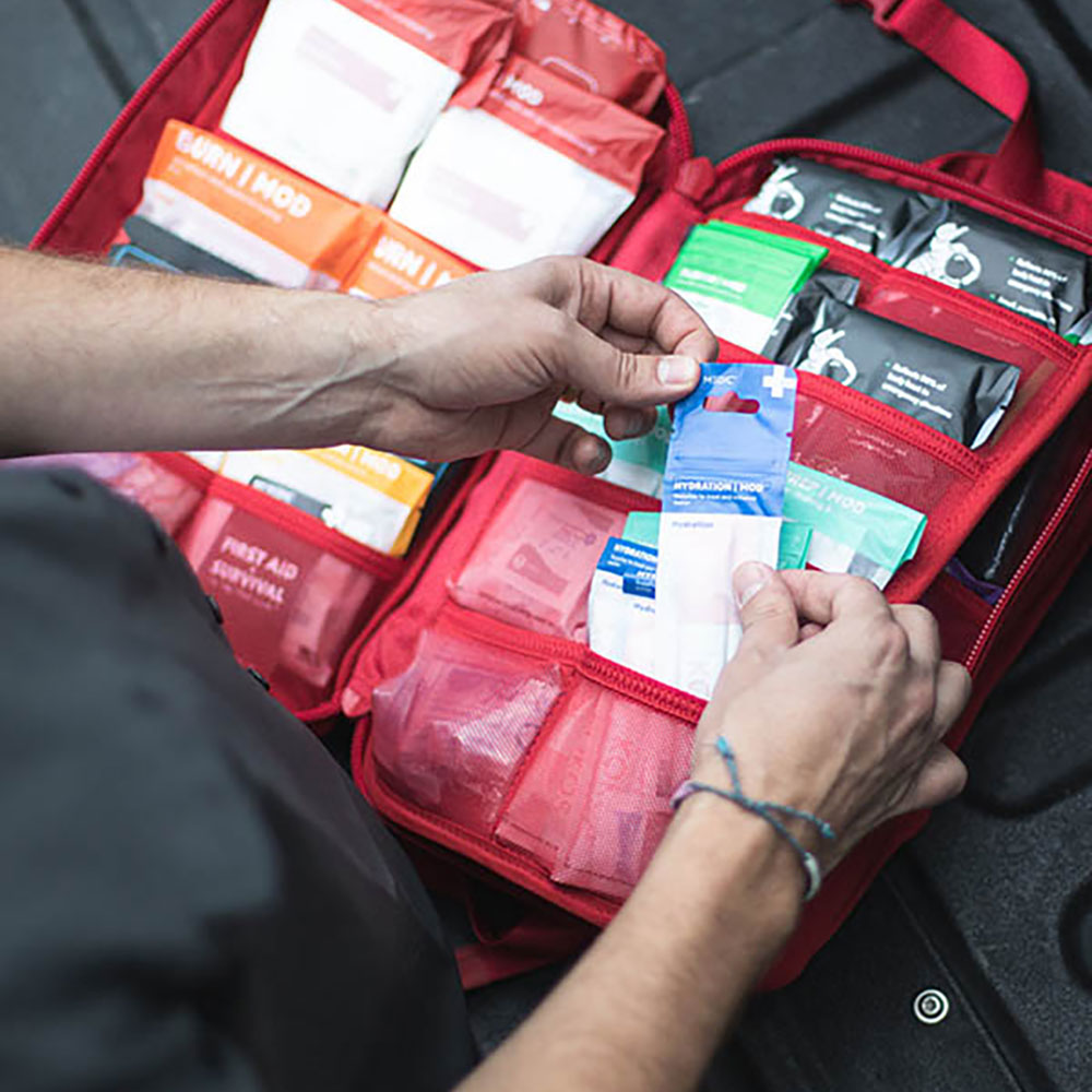 Shows supplies inside MyFAK First Aid Kit