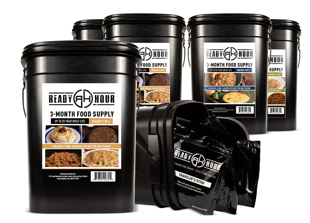 MEGA 3-Month Emergency Food & Protein Supply (2,500+ calories/day, 33 different food pouch varieties)