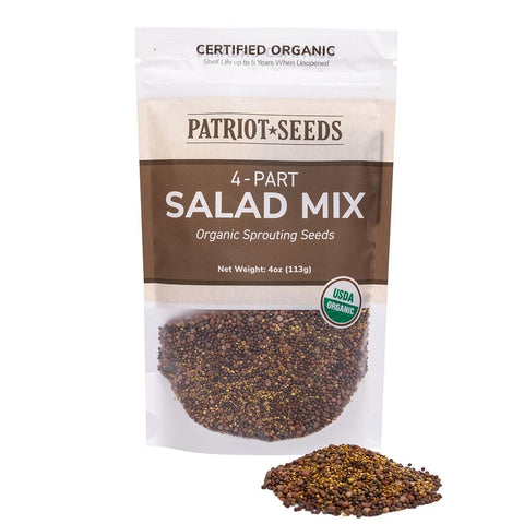 Image of Organic 4-Part Salad Sprouting Seeds Mix by Patriot Seeds (4 ounces)