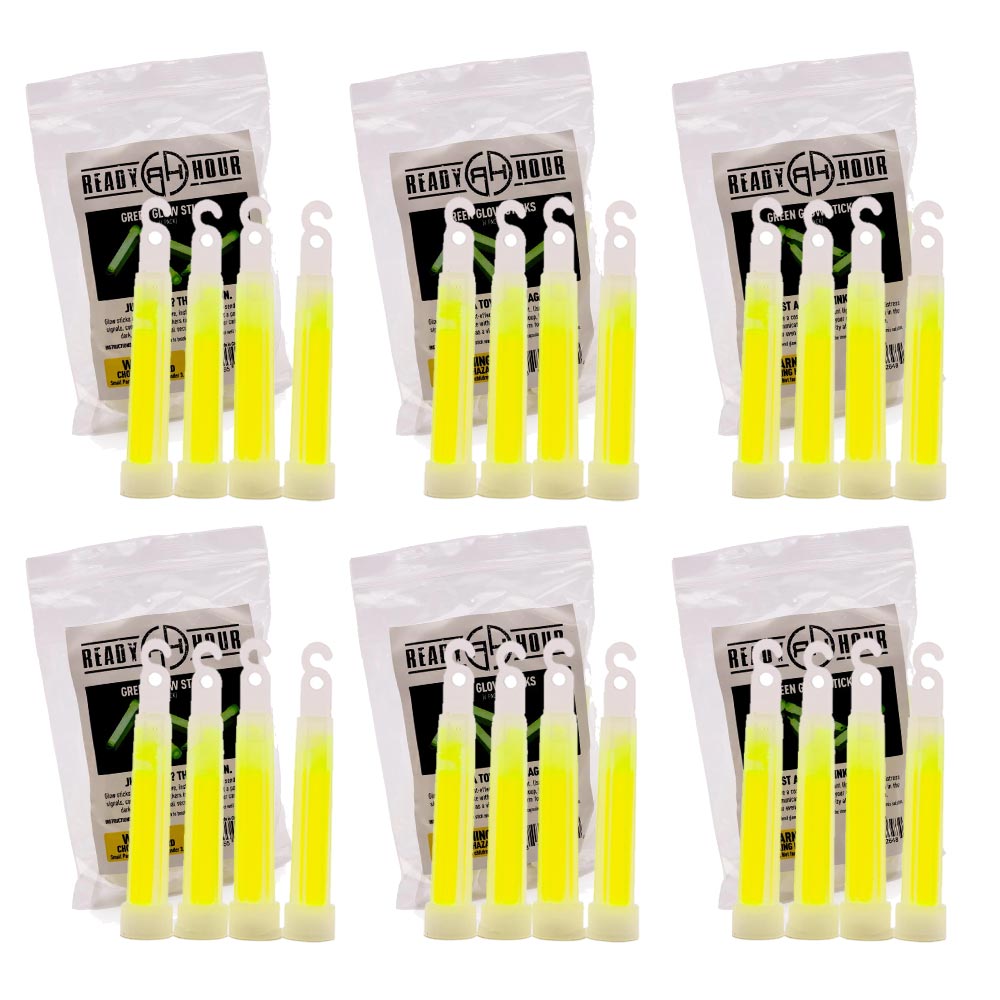 Twenty Four Pack of 4-Inch Green Glow Light Sticks, Last 10-12