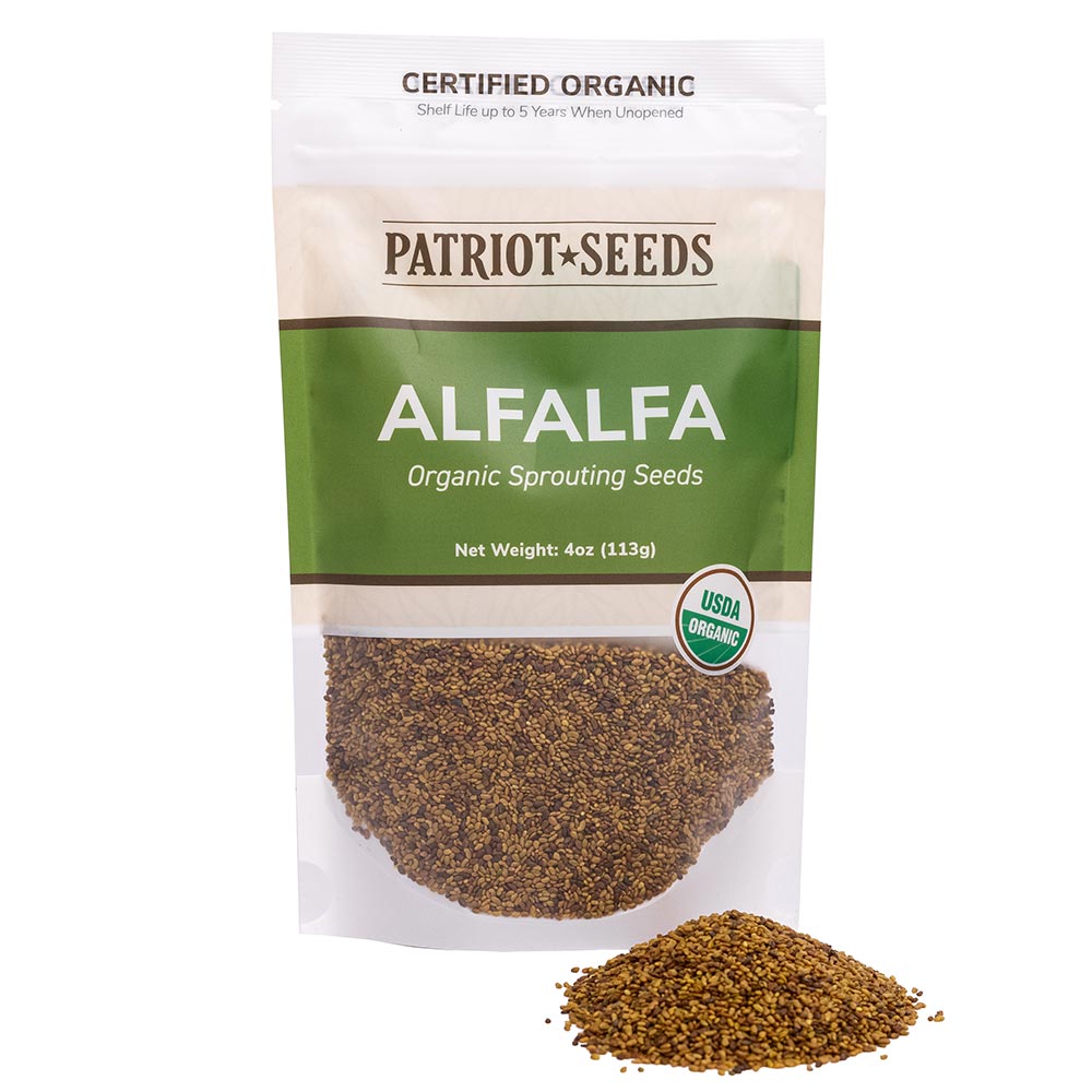 Organic Alfalfa Sprouting Seeds Pack | Patriot Seeds | Grow Alfalfa