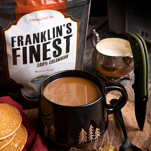 Image of Franklin's Finest Survival Coffee, Sugar, Creamer, & Coffee Pot Bundle