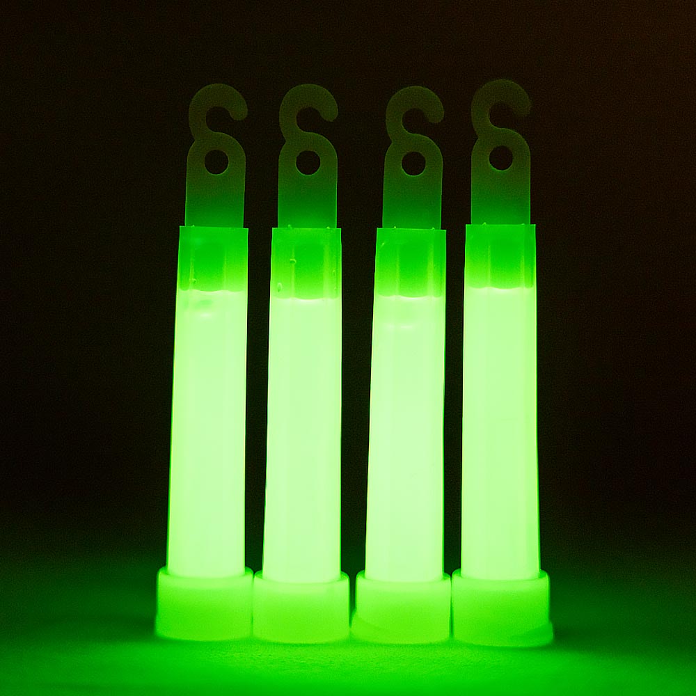 Four Pack 4" Green Light Glow Sticks