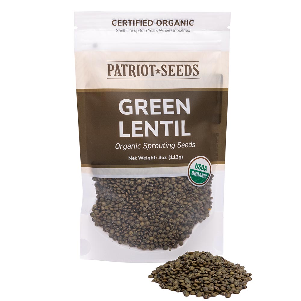 Organic Green Lentil Sprouting Seeds by Patriot Seeds (4 ounces)